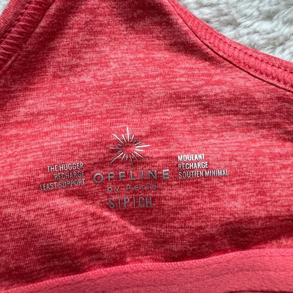 OFFLINE by Aerie The Hugger Recharge Sports Bra Pink Heathered Racerback Small